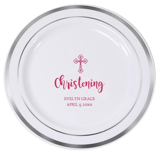Ornate Celtic Cross Premium Banded Plastic Plates